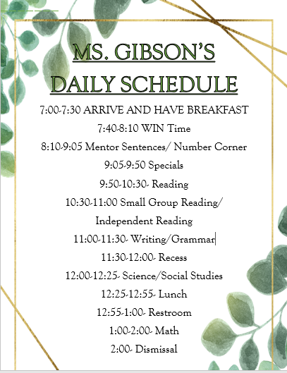 Daily Schedule